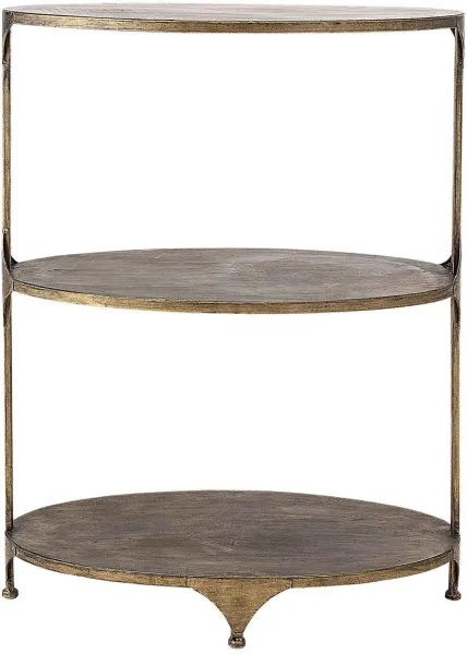 CREATIVE COLLECTION Bartisch - Mässingsmetall, med 2 hyllor, oval