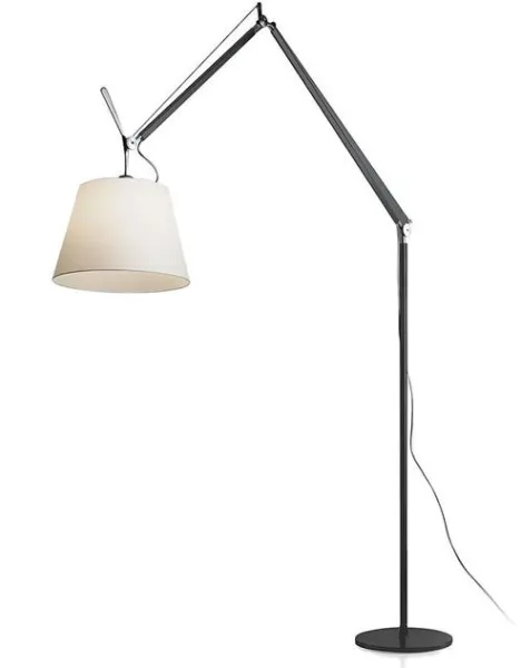 Artemide Tolomeo Mega Golvlampa Svart Kropp 32 cm Pergament Skärm med Dimmer