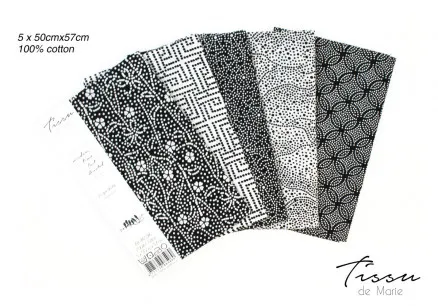 Tissu de Marie Fat Quarter Neutral Flower 50x57cm - 5 st