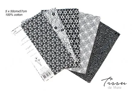 Tissu de Marie Fat Quarter Neutral Pearl 50x57cm - 5 st