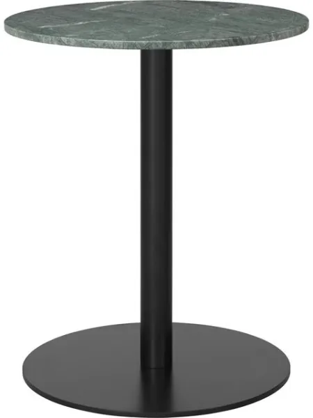 GUBI 1.0 Matbord Rundt Ø60 cm med Svart Bas och Grön Guatemala Marmor Skiva
