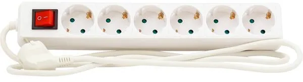 Grenuttag med strömbrytare 6 uttag med jord 1,5m 3G1