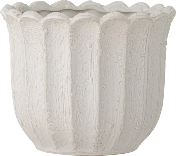 Chaca, blomkruka, vit, stengods